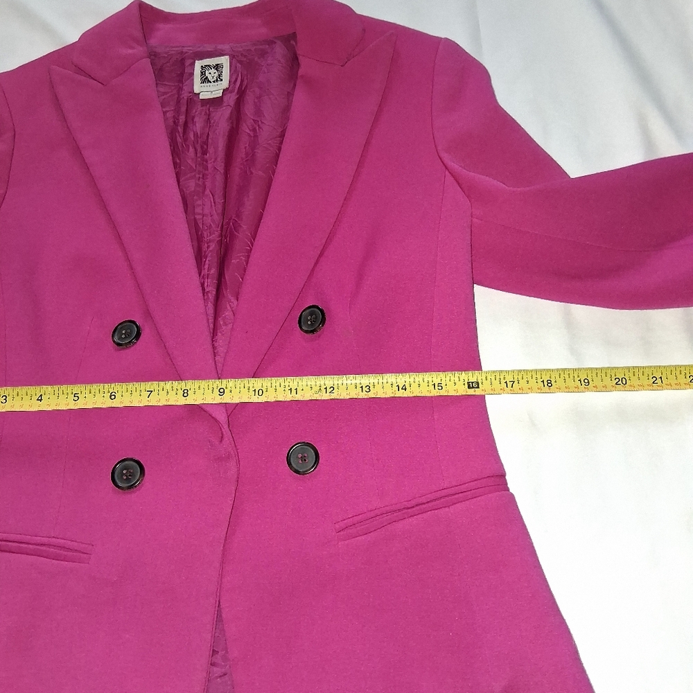 Anne Klein Women Size 4 Fuchsia Double-Breasted Blazer - Picture 13 of 15
